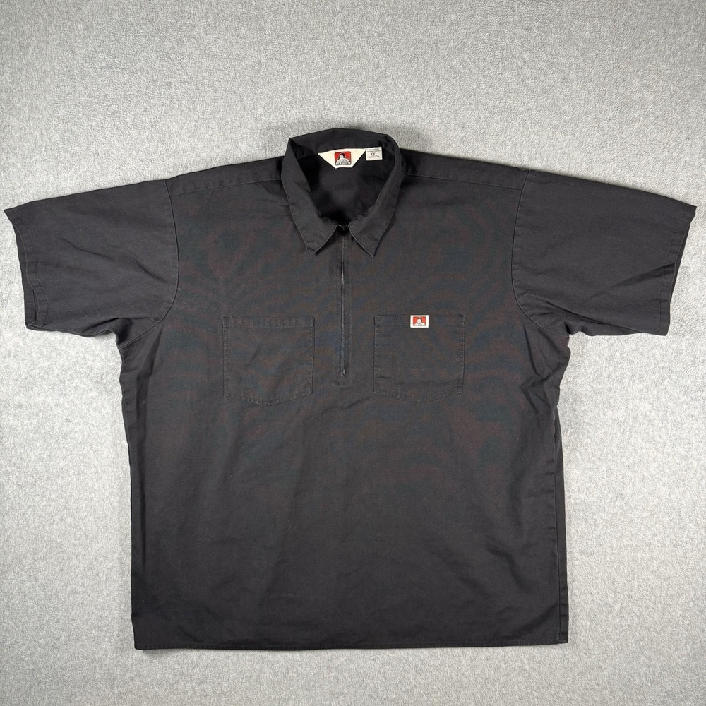 Vintage Ben Davis Half Zip Work Shirt Black Workwear Size XXL Made In USA